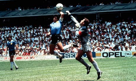 Maradona's infamous Hand of God goal.