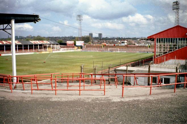 Fellows Park - Walsall's old ground. My normal 'pitch' would have been on the far side, just about level with the halfway line.